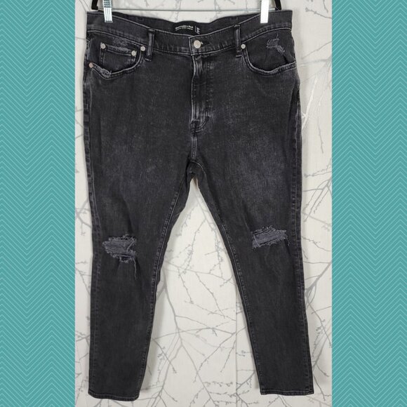 Abercrombie & Fitch Black Wash Ripped Knees Athletic Skinny Jeans - Picture 1 of 9